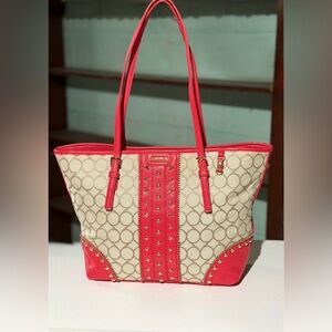 Nine West Beige and Red Tote Bag